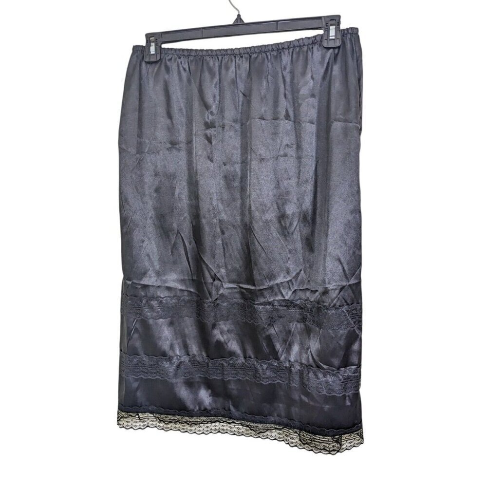 *Women Half Slip Black Lace 29 inches Long Cotton Polyester Size Large Intimates